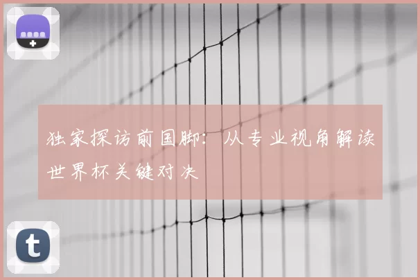 独家探访前国脚：从专业视角解读世界杯关键对决